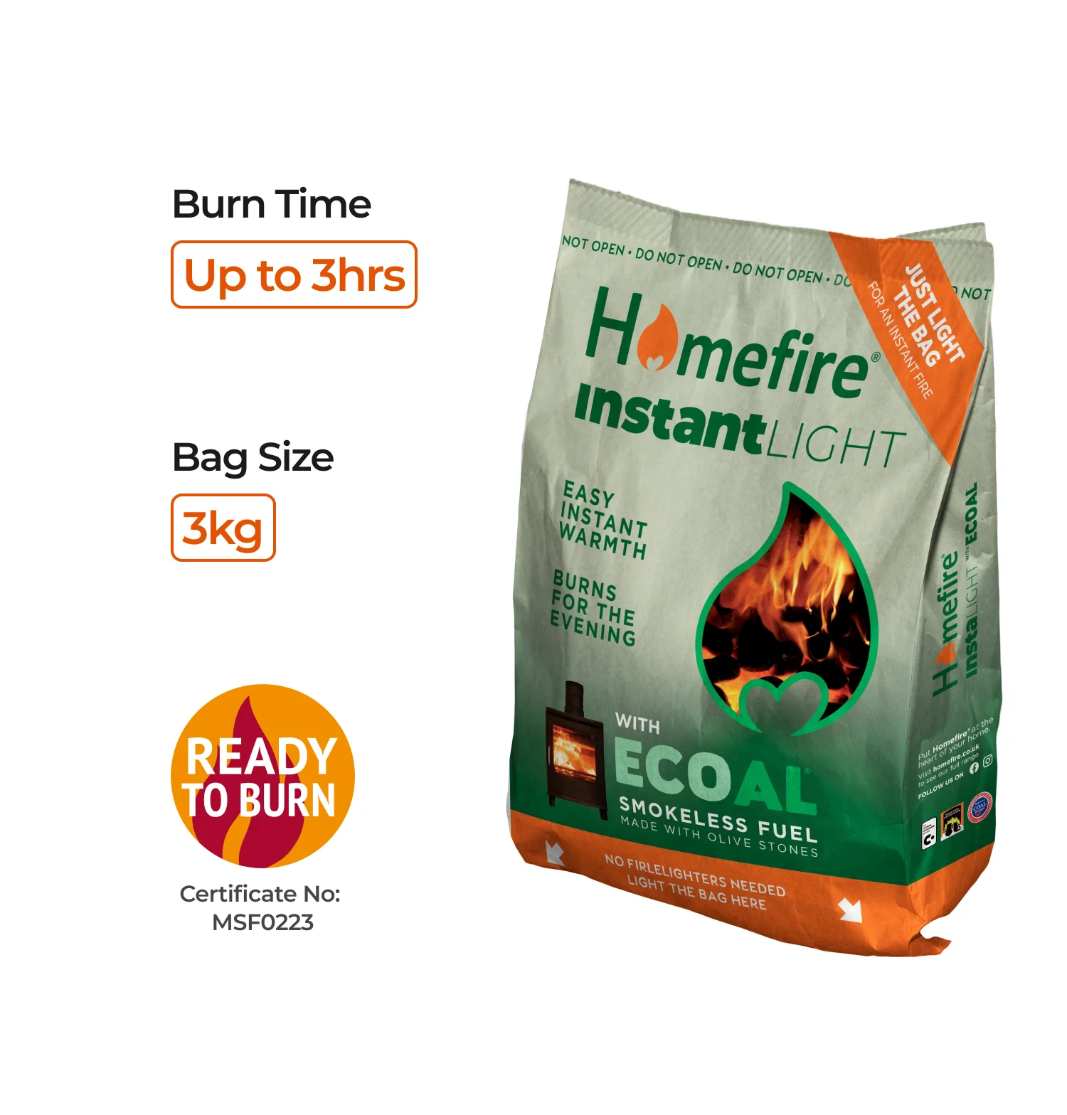Homefire Instant Light Smokeless Coal Fire - 3kg - Image 4