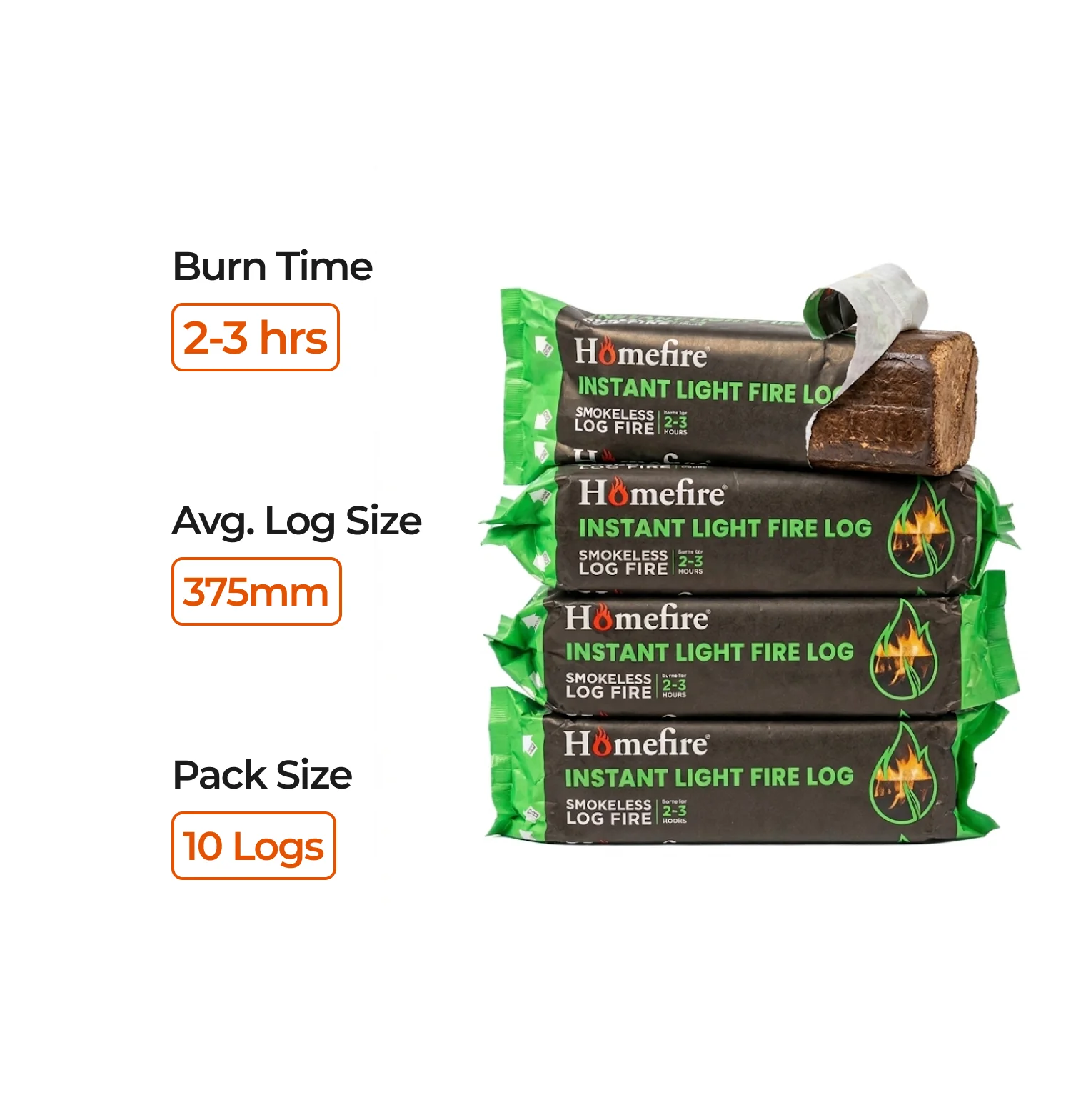 Homefire Instant Light Fire Logs x 10 - Image 4