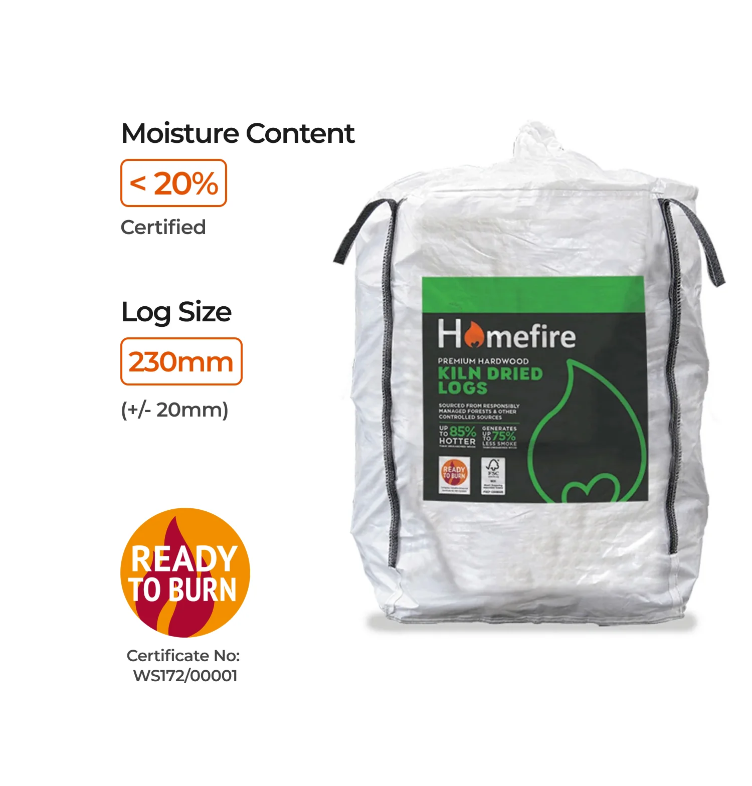 Homefire Kiln Dried Hardwood Logs - Bulk Bag (1.6m3) - Image 4